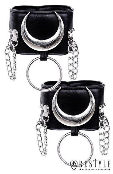 Black gothic Moon Ankle bracelets for gothic shoes "IRON MOON CUFFS"