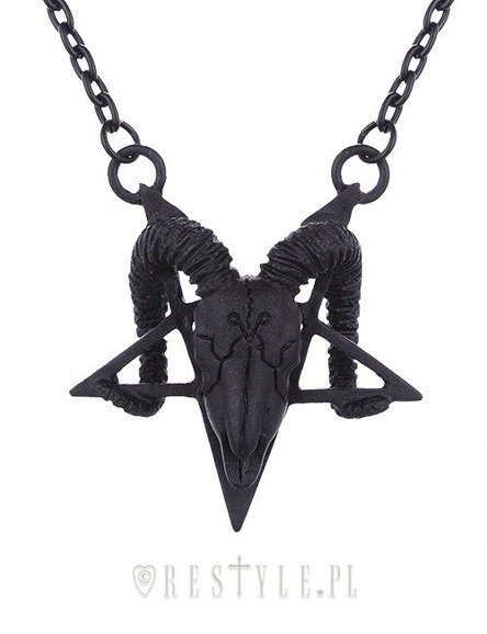 Black necklace with ram skull and pentagram, occult jewellery "RAM SKULL BLACK necklace"