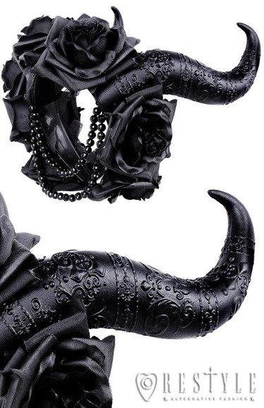  Gothic Headpiece, Black headband, satan horns EVIL QUEEN