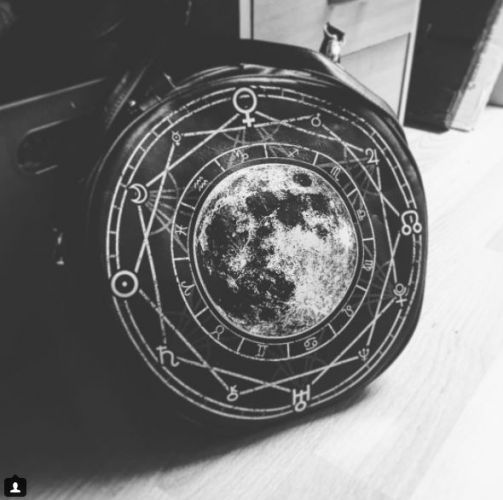 full moon print moon bag LUNA ROUND BAG Black witchy purse 