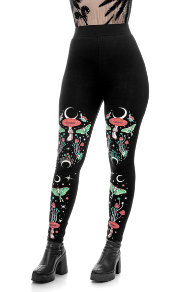 Gothic leggings: skeleton, lace up, black from