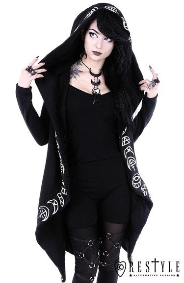 Long, gothic jacket with oversized hood 