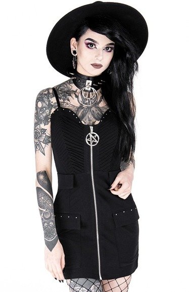 Gothic black Mini Sweetheart Pentagram Dress CELESTE DRESS - Restyle