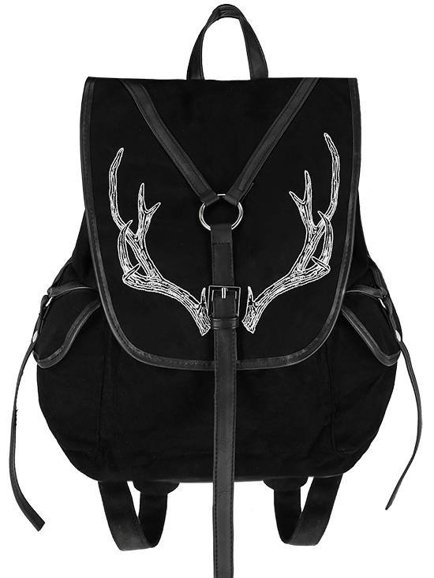Black Antlers Backpack pagan witch bag with pockets
