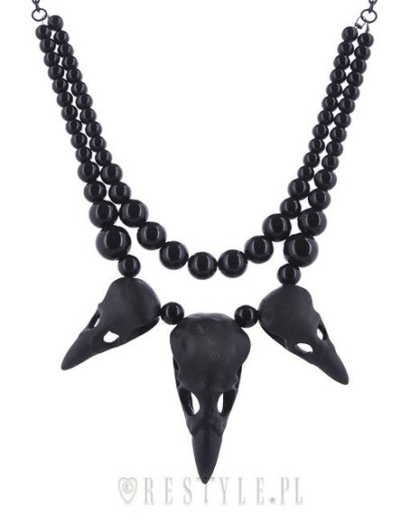 Black Necklace with crow skulls, gothic pendant, bird skull "RAVEN TALISMAN"