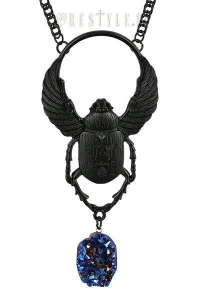 Black Pendant with crystal "SCARAB NECKLACE"