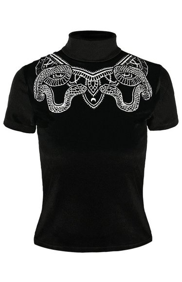 Black Velvet Top with Snake embroidery