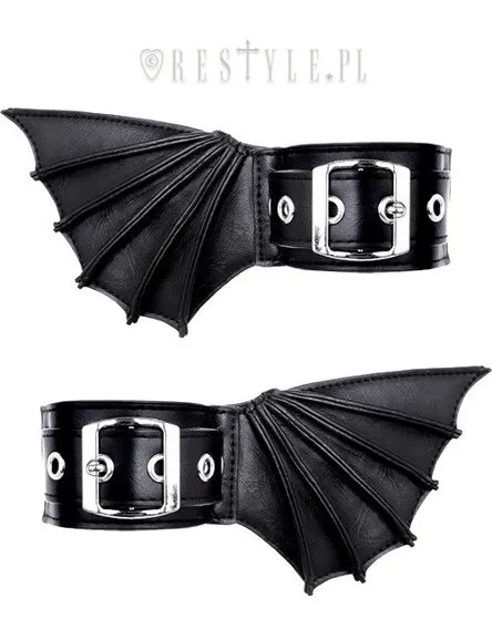 Black gothic bracelets with bat wings, pair of cuffs, gothic shoes accesory "BAT CUFFS"