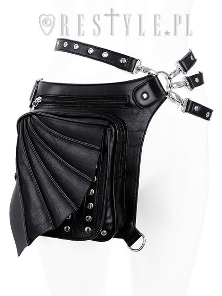 Black hip bag with pockets, pocket belt, wing bag, gothic utility belt"BAT HOLSTER BAG"