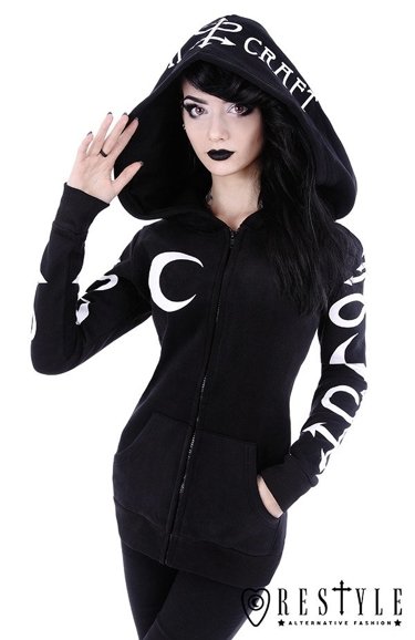 Black occult blouse with pockets, oversized hood, witchcraft "SYMBOL HOODIE"