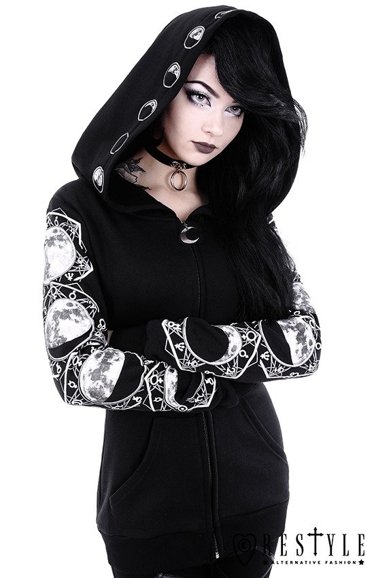 Blouse with oversized hood and moon phases "LUNAR HOODIE"