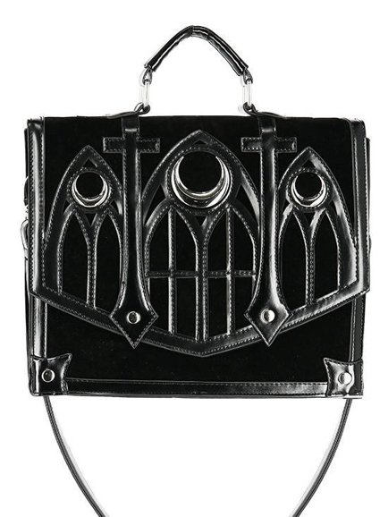 Cathedral Suitcase Black gothic bag with crescents