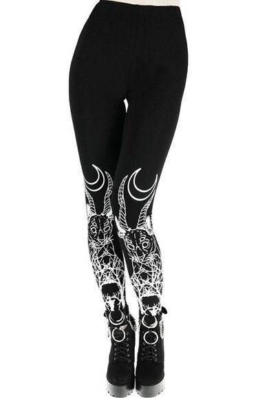 Gothic leggings: skeleton, lace up, black from