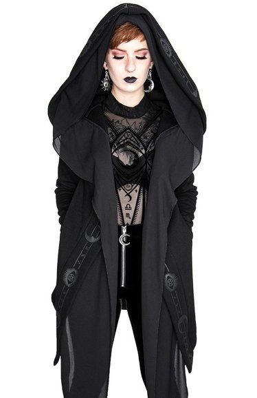 FORTUNE TELLER HOODIE black gothic hoodie with veil and symbols