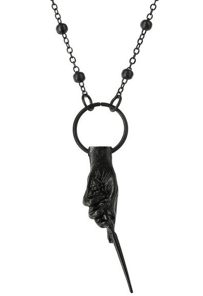 Gothic Black MAGIC WAND Pendant Hand of the Witch