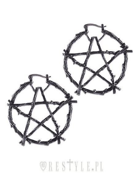 Gothic hoop earrings, occult fashion "BRANCH PENTAGRAM EARRINGS"