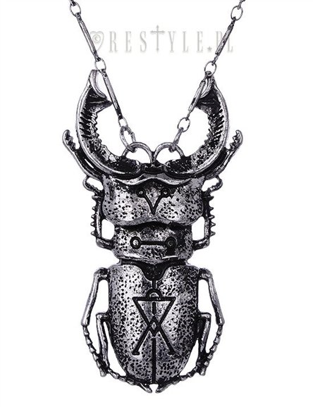 Gothic necklace arsenic, occult jewellery, Insect pendant "BEETLE SILVER necklace"