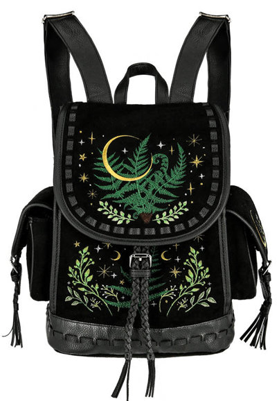 HERBAL BACKPACK with fern and crescent embroidery