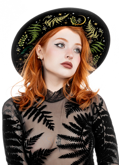 HERBAL HAT with fern embroidery