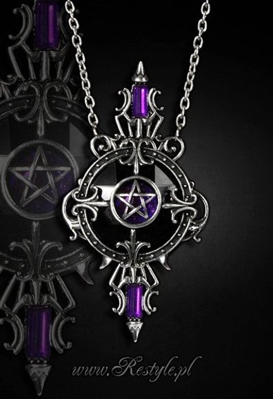 Round, gothic pendant pentagram "MYSTIC MIRROR" 