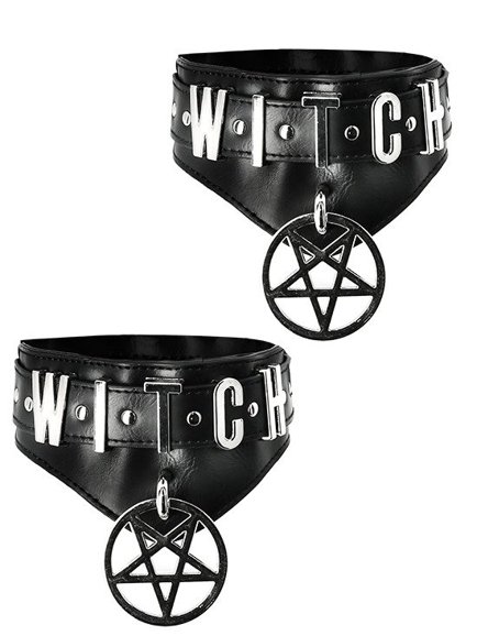 WITCH CUFFS Black gothic Pentagram Ankle bracelets for gothic shoes 