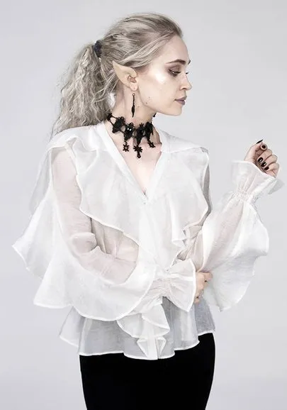 gothic DAPHNE WHITE SHIRT with ruffles