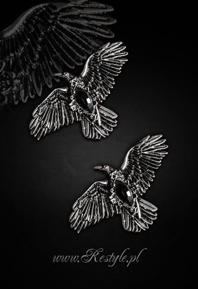 hairclips, pair of gothic crows hair pins "BLACK DIAMOND RAVENS"