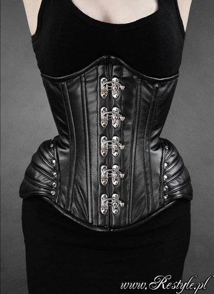 BLACK ARMOR Faux leather hourglass underbust corset gothic - Restyle