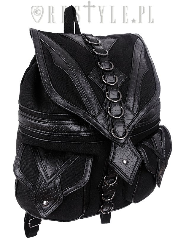 Black School bag with pockets, 90s backpack 