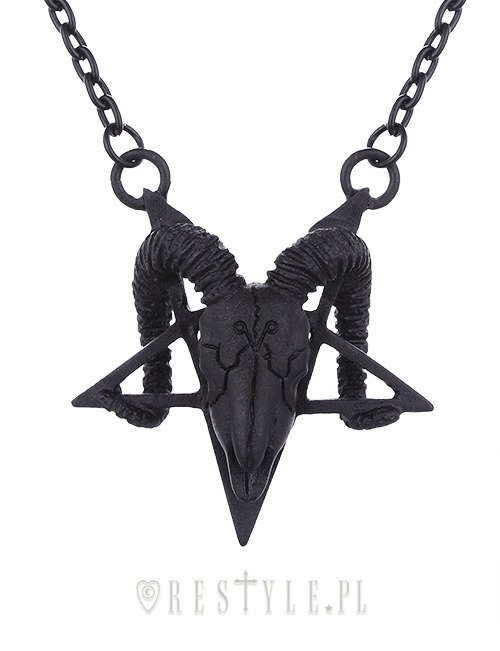 Restyle Gothic Goth Okkult Halskette Ram Skull Schwarz Pentagramm Schädel 
