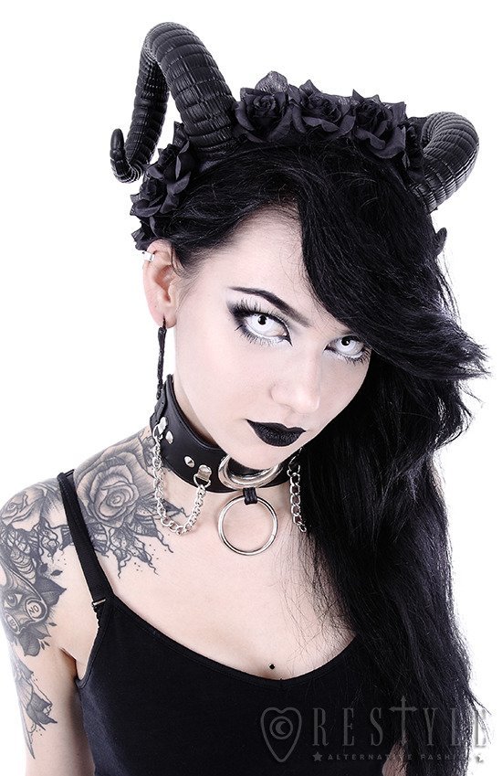 Restyle Gothic Hair Garland Headband Maleficent Nu Goth Princess Flower Horns