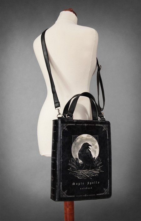 Black BOOK bag gothic handbag, raven moon &quot;Magic Spells&quot; |  HANDBAGS | 0