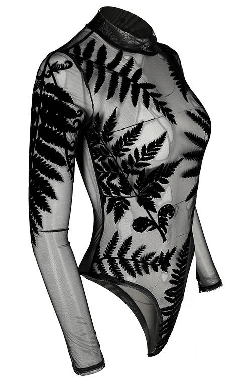 Black gothic FOREST WITCH MESH FERN BODYSUIT - Restyle