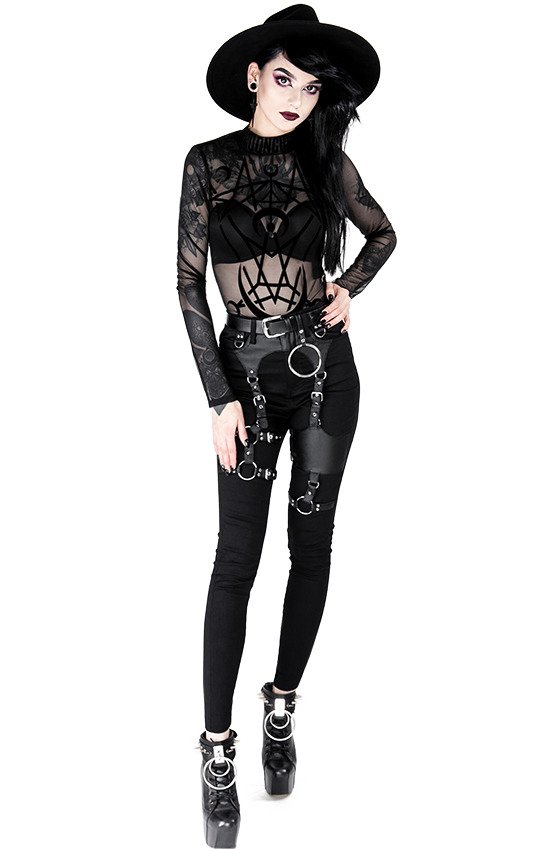 Black gothic HARNESS JEANS high waist, slim fit pants - Restyle