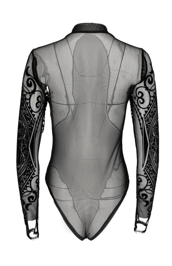 GUESS Women's Long Sleeve Logo Bodysuit, Glam Snake Print