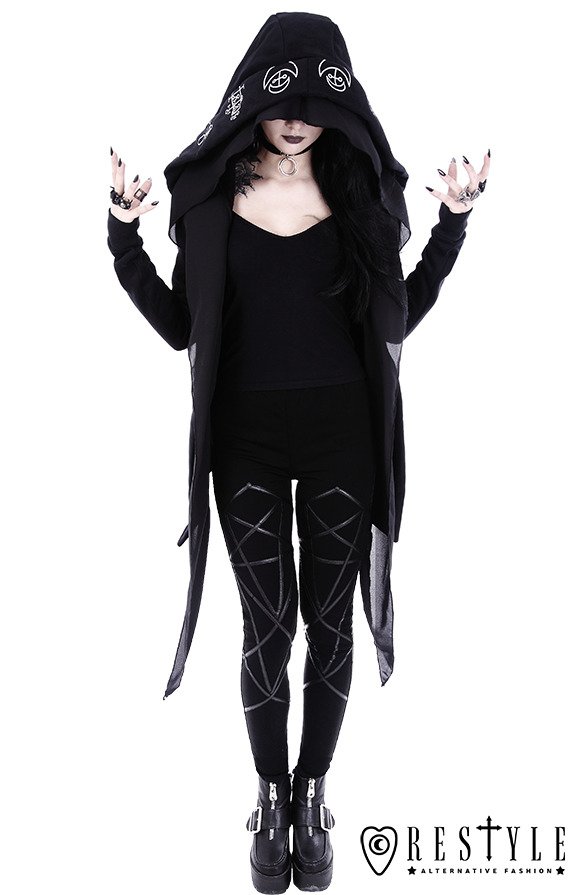 Black leggings with harness, occult trousers PENTAGRAM LEGGINGS