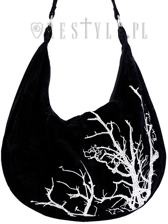 One Handle Hobo Bag Black Embroidered Shoulder Bag Boho Bag 