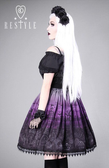 Gothic lolita skirt, graveyard, guipure "CEMETERY PURPLE" | \ CLOTHES