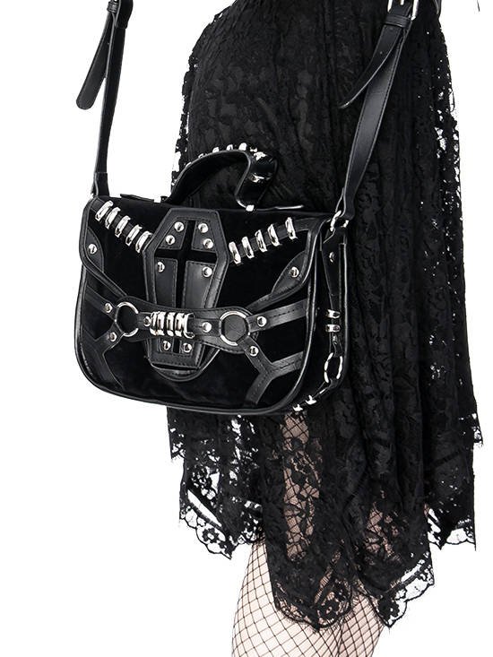 Gothic Crossbody Bag Mini Messenger Bags Goth purse With Adjustable Straps