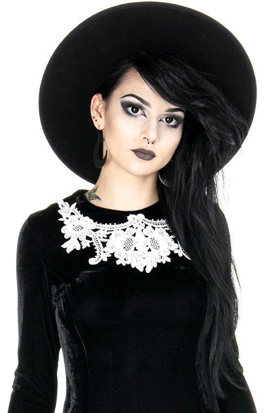 black velvet dress white collar
