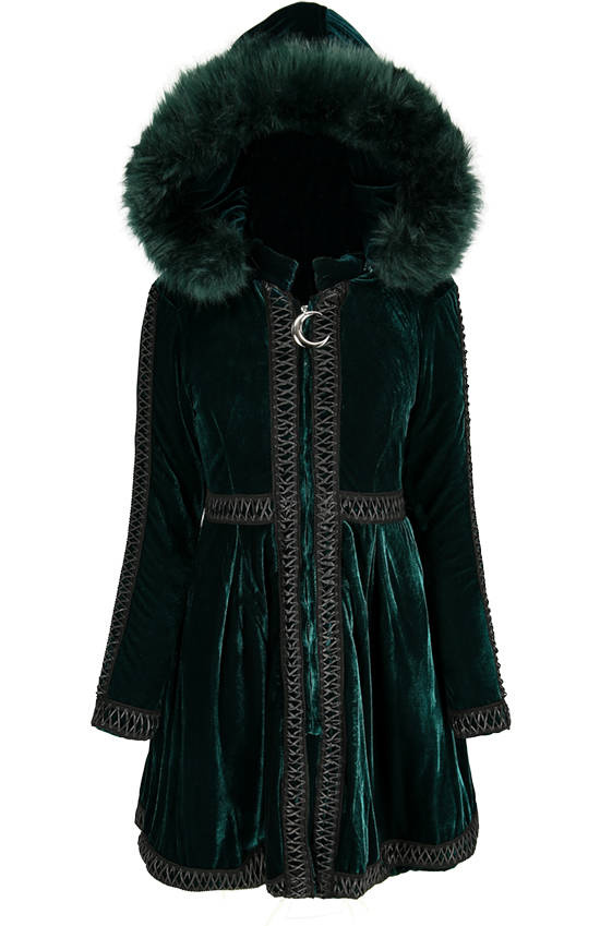 EMERALD GREEN MIGINA COAT with faux fur