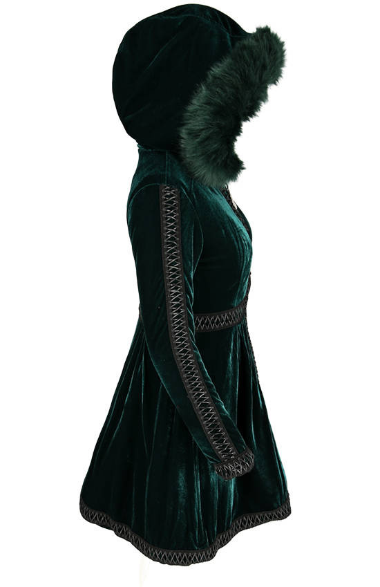 EMERALD GREEN MIGINA COAT with faux fur - Restyle