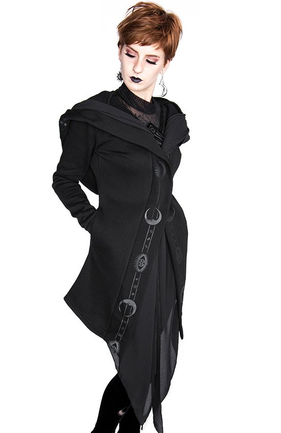 Restyle Fortune Teller Black Hoodie with Veil Gothic Witchy Black Hoodie jacket 