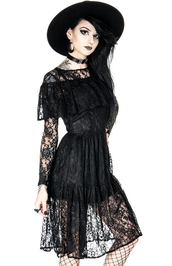 GLOOMY PRAIRIE Black Lace gothic dress 