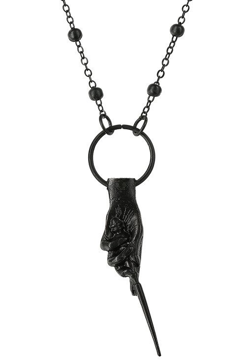 Gothic Black MAGIC WAND Pendant Hand of the Witch - Restyle