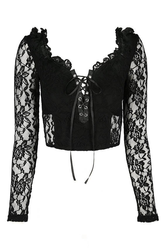 Gothic Cropped Lace Top with sweetheart neckline - Restyle