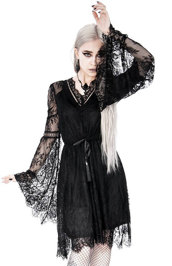 Gothic Eyelash Lace Dress Black