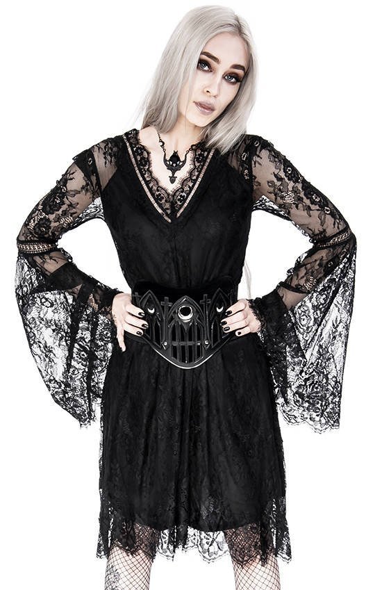 Gothic Eyelash Lace Dress Black - Restyle