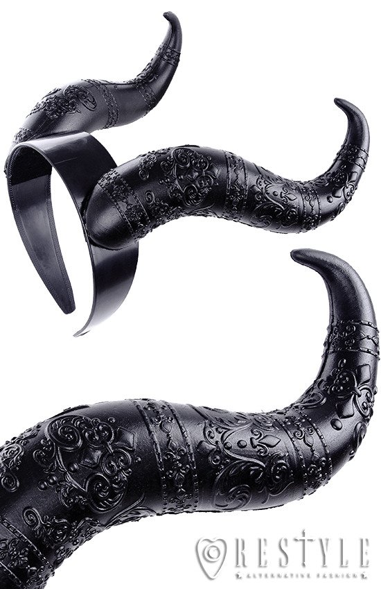 Gothic Headpiece Black Headband Satan Horns Evil Horns Restyle