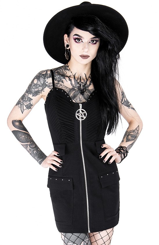 Gothic black Mini Sweetheart Pentagram Dress CELESTE DRESS - Restyle
